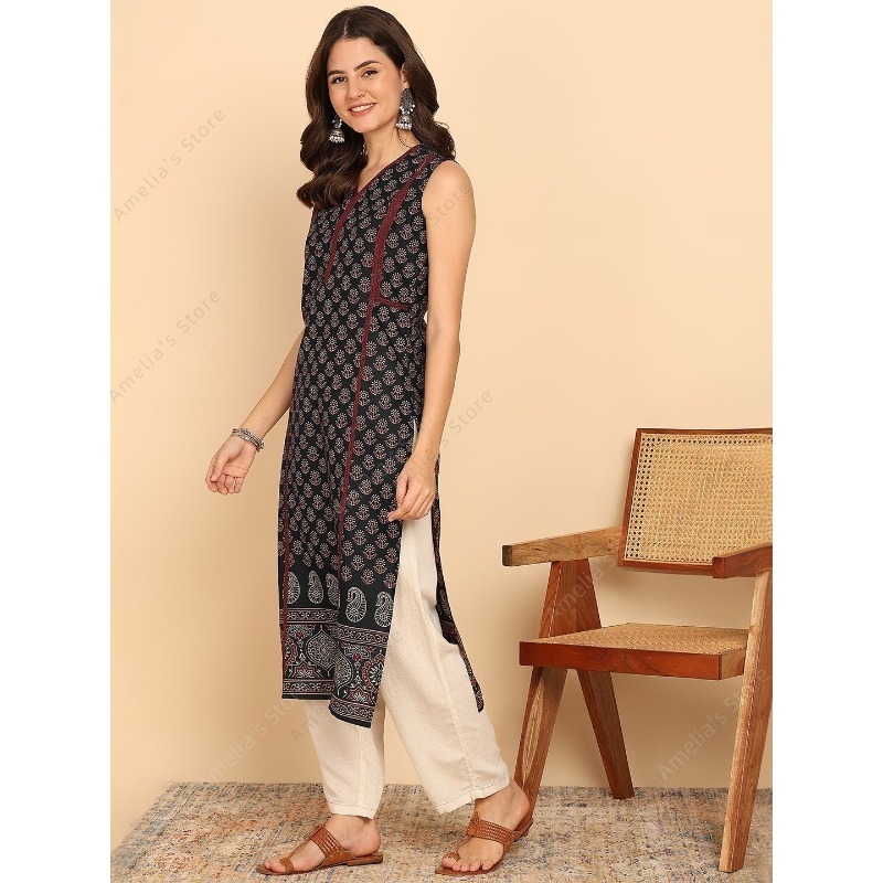 Túnica Kurta de Algodón Negra  - Summer Clothing Pakistan reseña y precio
