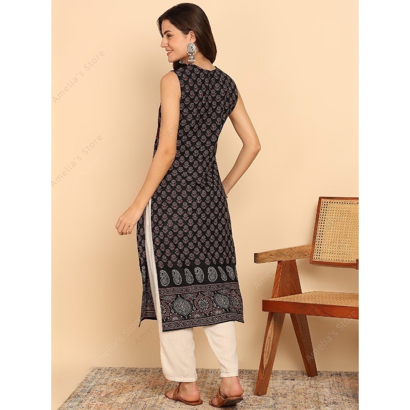 Túnica Kurta de Algodón Negra  - Summer Clothing Pakistan reseña y precio
